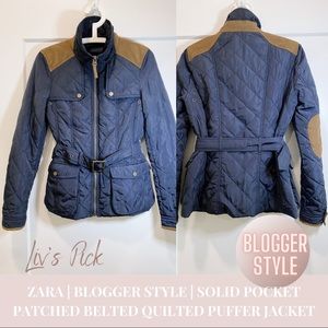 ZARA | BLOGGER FAVORITE POCKET PATCHED BELTED QUILTED PUFFER JACKET | SIZE M